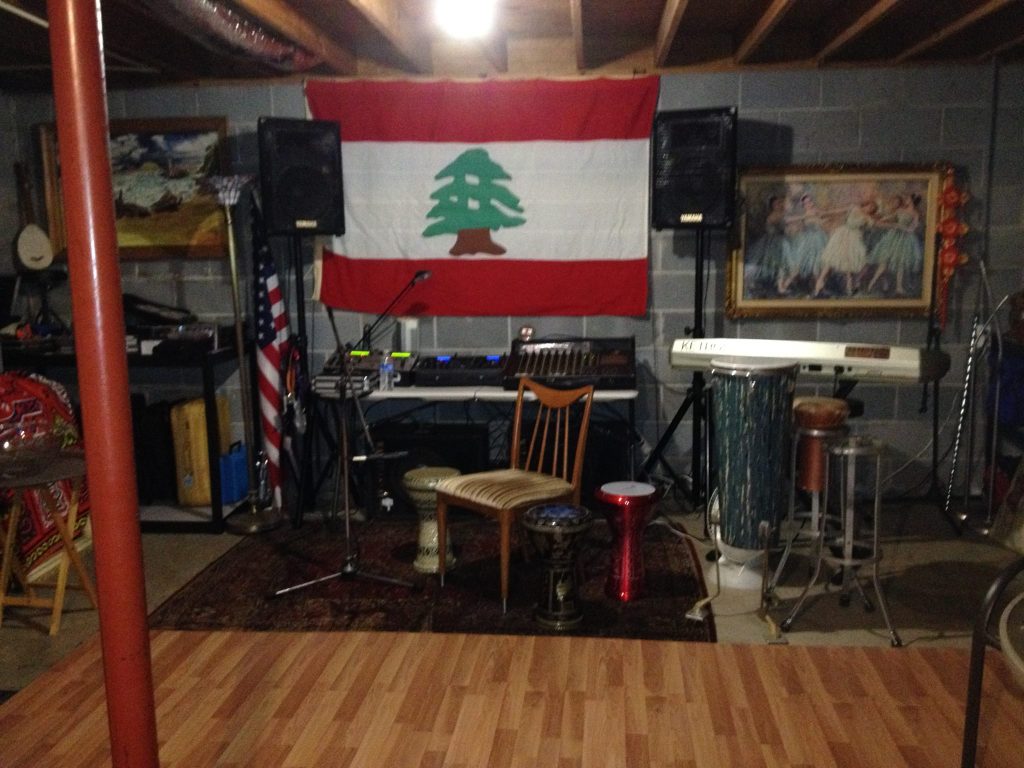 Lebanese Flag and set up for music